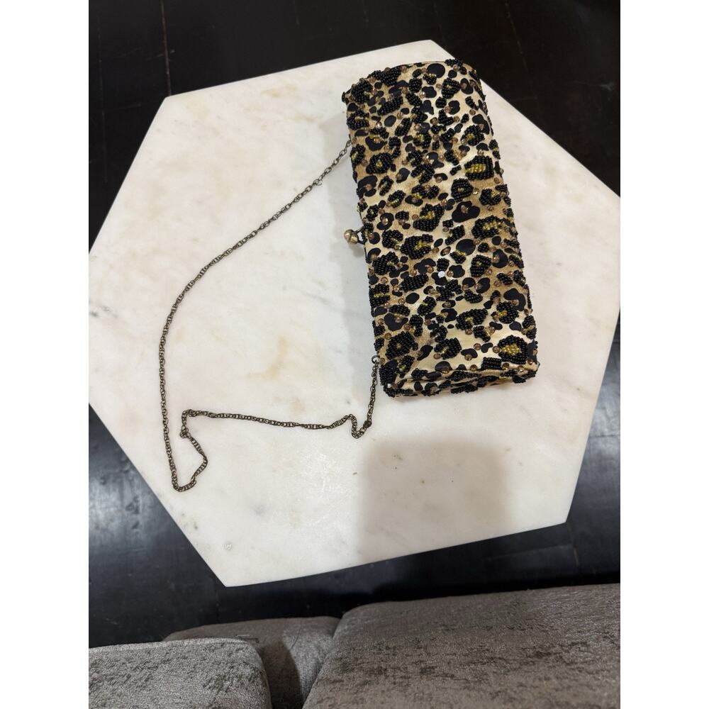 vintage leopard beaded leopard purse with austrian crystals